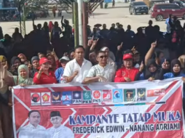 Pasangan Calon Bupati Kutai Barat Frederick dan Nanang Sambut Antusiasme Warga Muara Gusiq